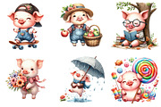 Cute Pig Clipart Bundle, an Illustration by DreamArtGraphic (Thumbnail 3 of 4)