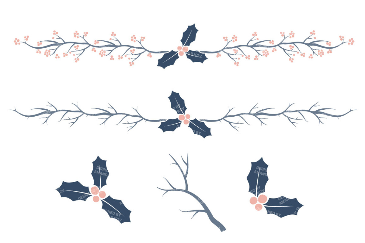 Navy & Blush Holly & Vectors, an Illustration by Amanda Ilkov (Photo 4 of 5)