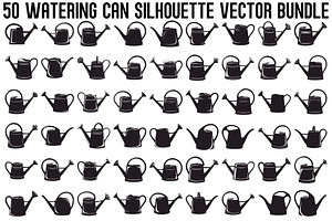 Watering Can Silhouette Bundle, an Illustration by Gfx_Store