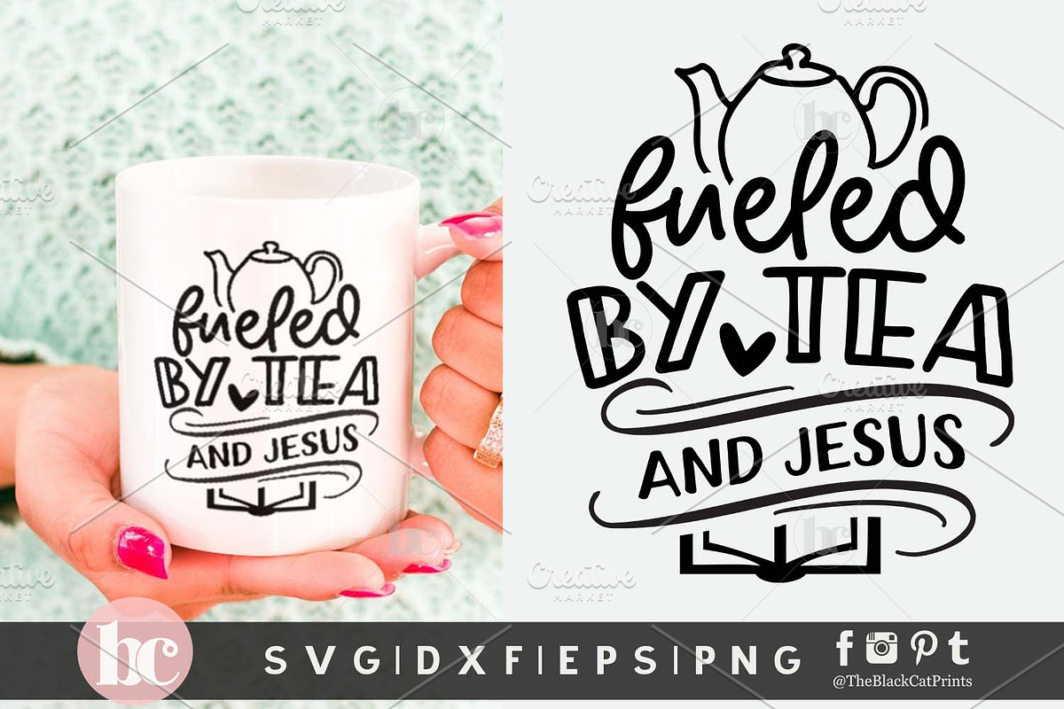 Tea SVG Bundle | Funny Tea Quotes, a Food Illustration by TheBlackCatPrints (Photo 5 of 12)