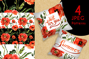 Stunning Poppies PNG Watercolor Set