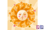 Retro Floral Sun Illustration, a Seasonal Illustration by MISS CHATZ (Thumbnail 1 of 3)