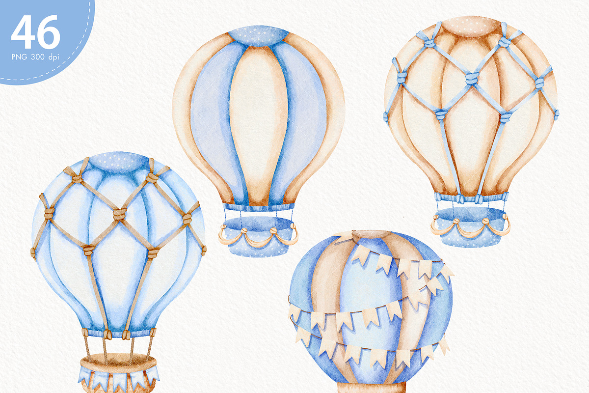 Hot Air Balloon Clipart, a Transportation Illustration by TitaLivingArt (Photo 3 of 11)
