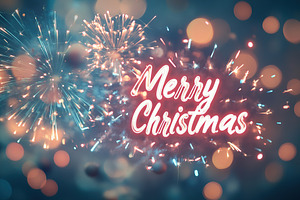 Glowing text Merry Christmas on blurred lights background, a Background Photo by AlyaAnd