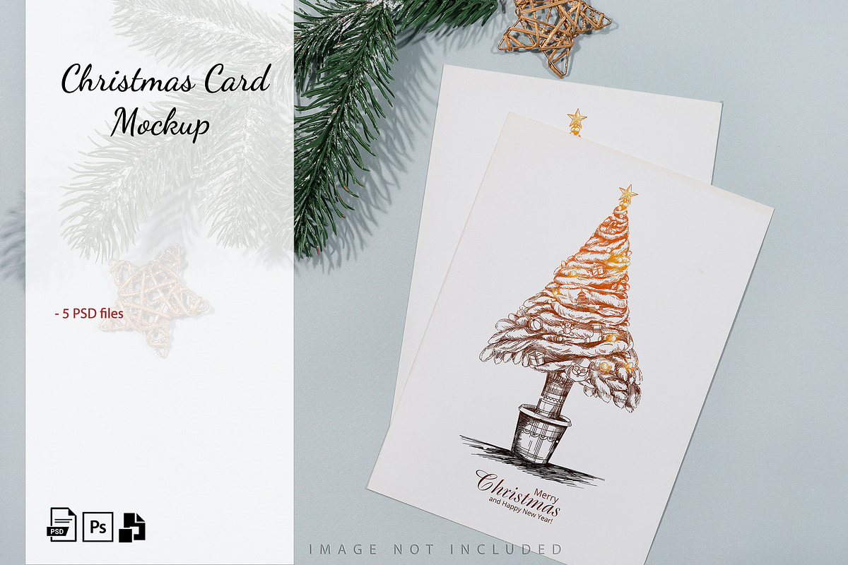 Christmas Card Mockup set 2, a Packaging Mockup by YuMyart (Photo 1 of 5)