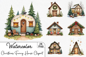 Christmas Funny House Clipart, an Illustration by CrexoraLab