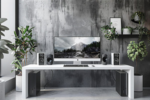desk computer workspace with modern, a Background Photo by Maylianaw28