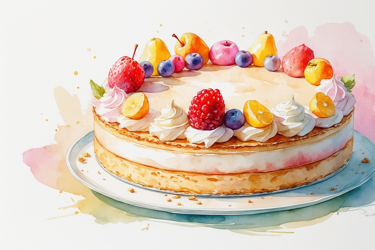 Watercolor Cakes & Pies Set, an Illustration by hafijul (Photo 11 of 11)