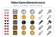 500 Video Game Elements Vector Icons, an Outline Icon by Juicy Icons (Thumbnail 5 of 6)