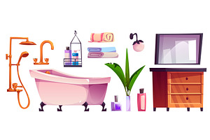 Bath room interior furniture and, an Object Illustration by art PVP - market