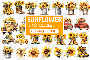 Sunflowers Sublimation Cliparts Set