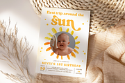 Sunshine First Birthday Photo Invite, a Templates & Theme by VeliusCreativeStudio (Thumbnail 3 of 3)