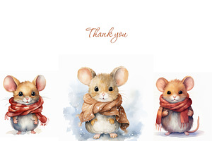 Cute Little Mouse In Winter Clothes