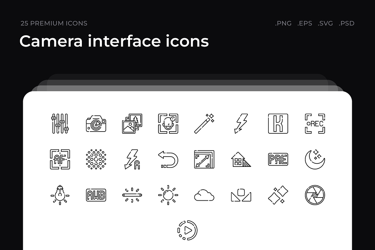 Camera interface icons, an Outline Icon by Guapoo