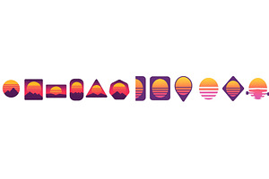 Digital sunset icons showcasing, an Illustration by ZinetroN