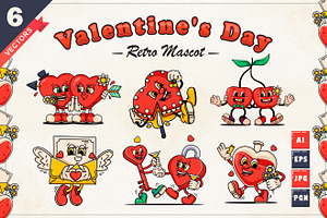 Valentine's Day Retro Mascot