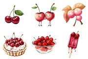 Cherry Fruit Clipart, Berries Cherry, an Illustration by Watercolor design (Thumbnail 4 of 5)