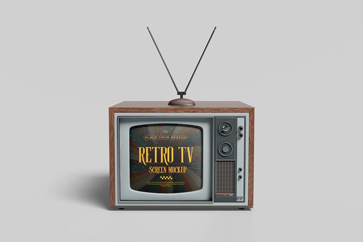 Retro TV Mockup, a Product Mockup by bimockup (Photo 2 of 6)