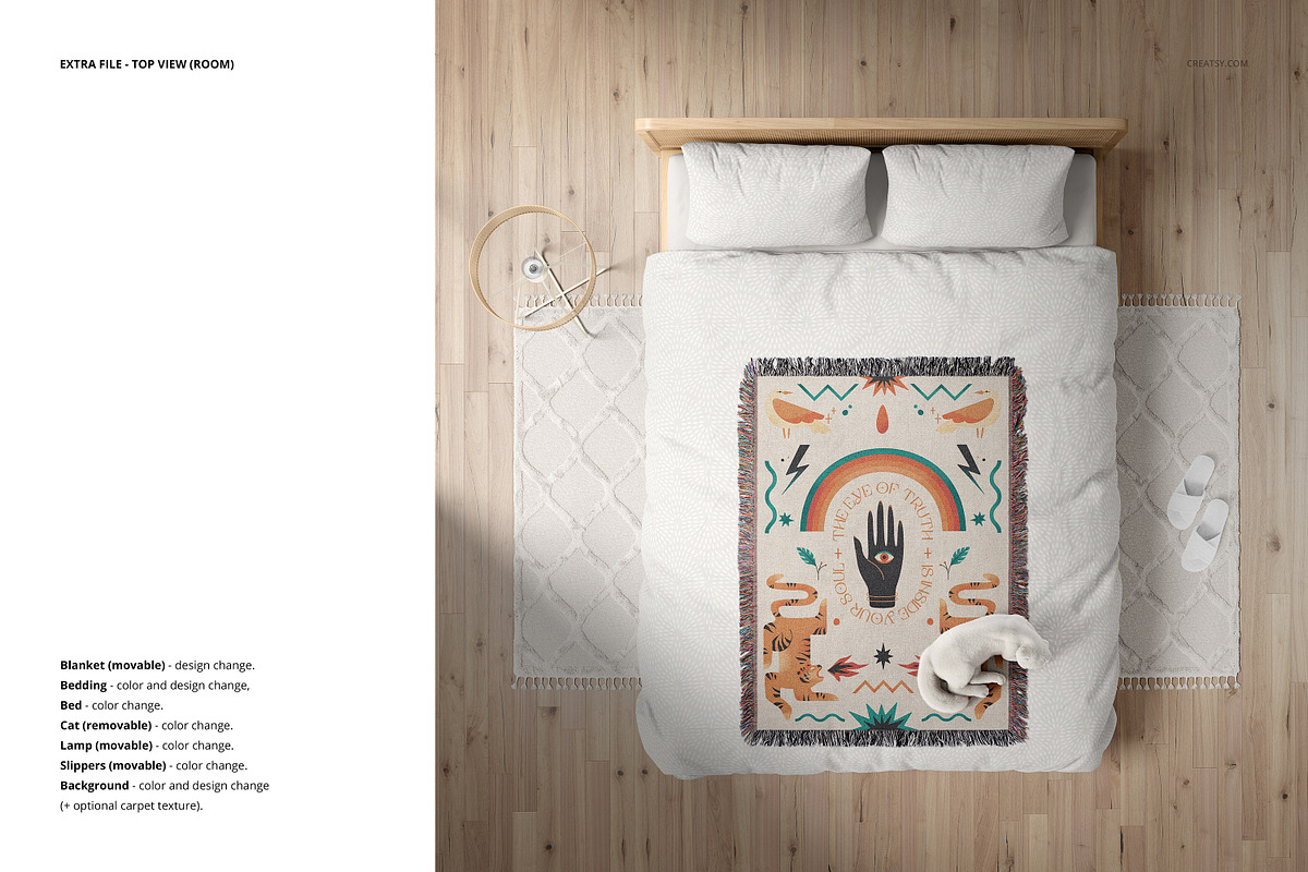 Woven Blanket Size Comparison Mockup, a Household Mockup by creatsy5 (Photo 7 of 9)