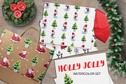 Watercolor Holly Jolly Collection., an Illustration by martynmarin (Thumbnail 1 of 3)