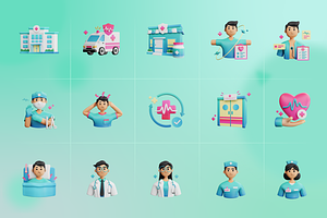 3D Medical Icons