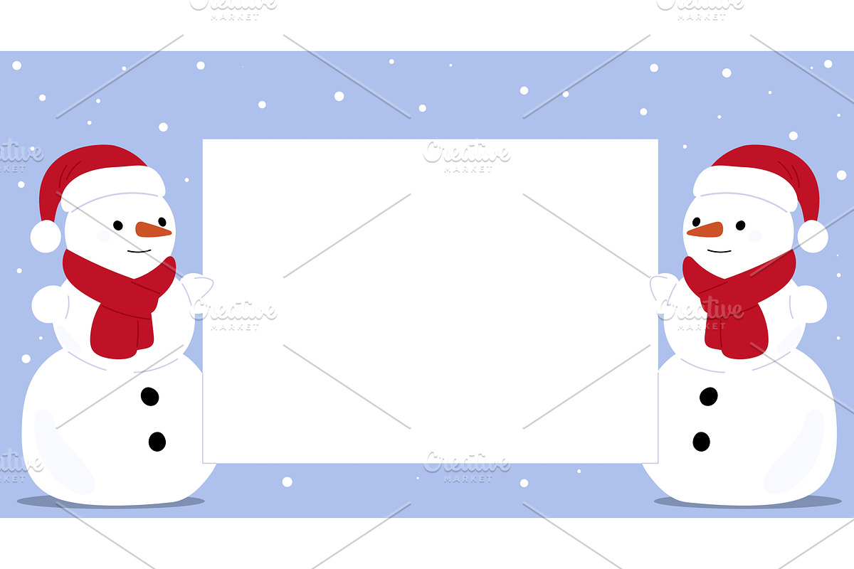 Two snowmen holding white sheet, an Illustration by Vectorbuum
