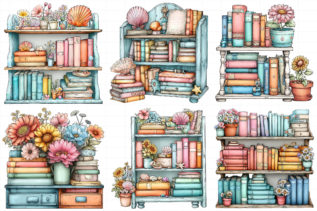 Summer Bookshelf Clipart, an Illustration by Daily.Designs (Photo 3 of 8)