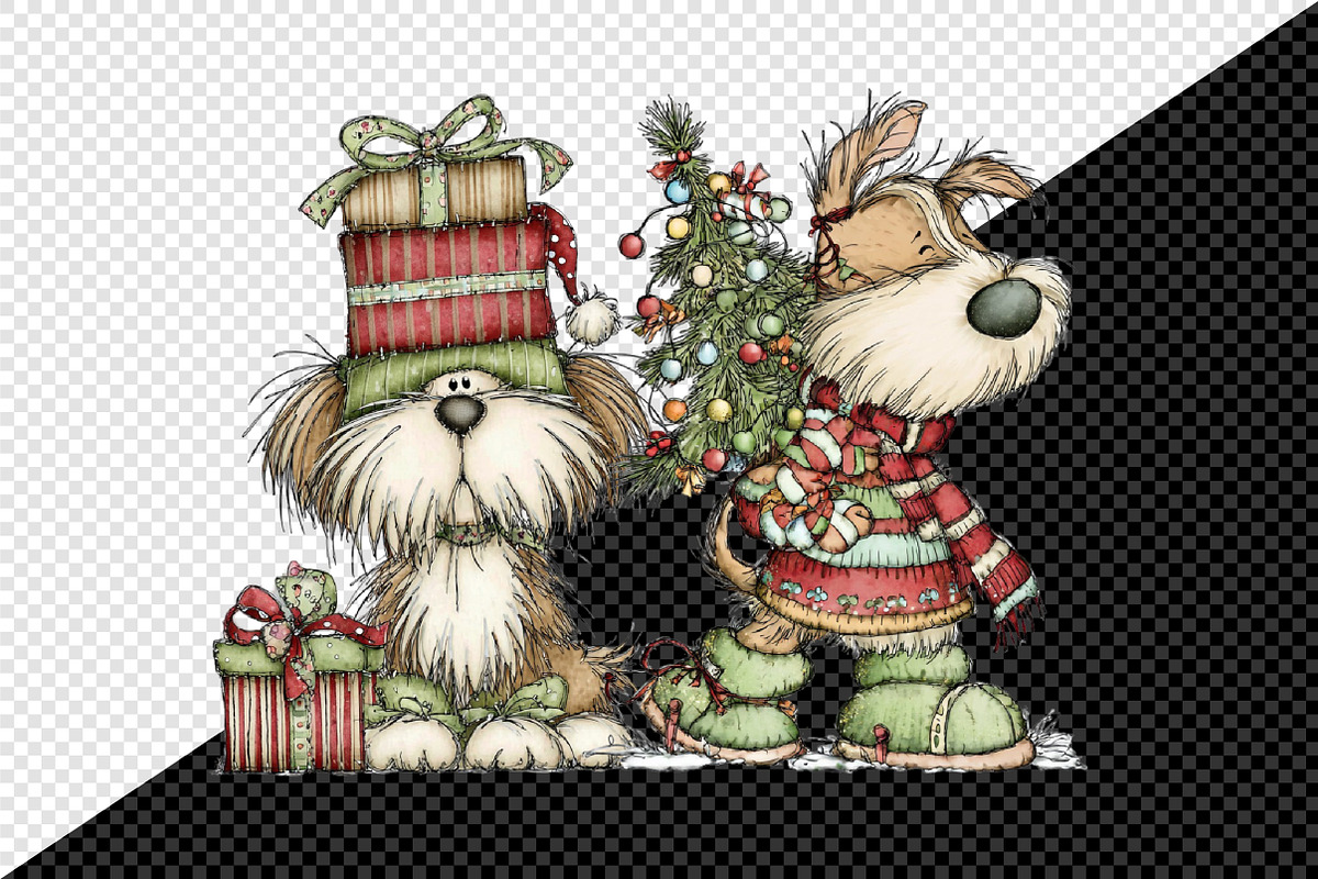 Whimsical Christmas Fluffy Dogs PNG, an Illustration by Creative Art (Photo 9 of 11)