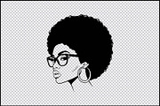 Afro Woman with Glasses SVG Design, an Object Graphic by BeeCraftR (Thumbnail 2 of 3)