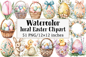 Floral Easter Clipart, an Illustration by Design Market