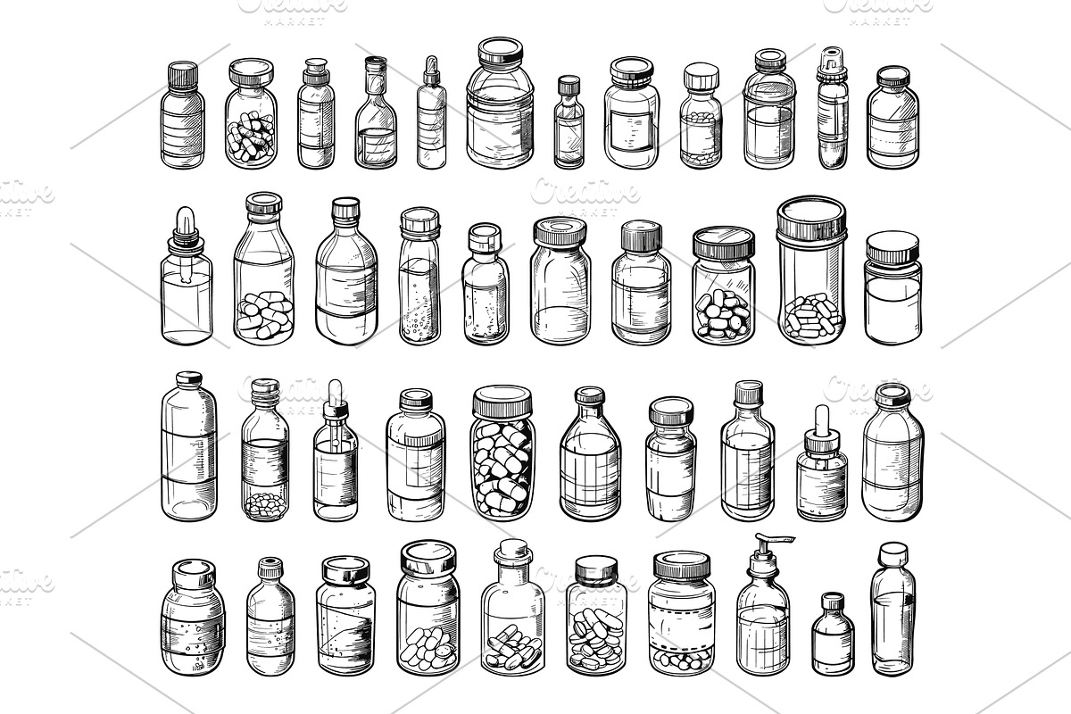 Doodle style set of various medicine, an Object Illustration by LadadikArt