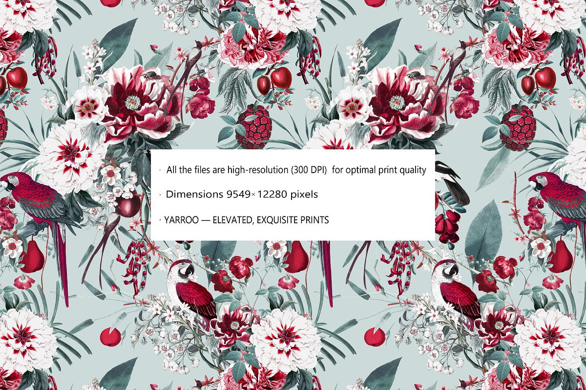 Crimson Aviary - Seamless Pattern, a Pattern Graphic by YARROO (Photo 8 of 10)