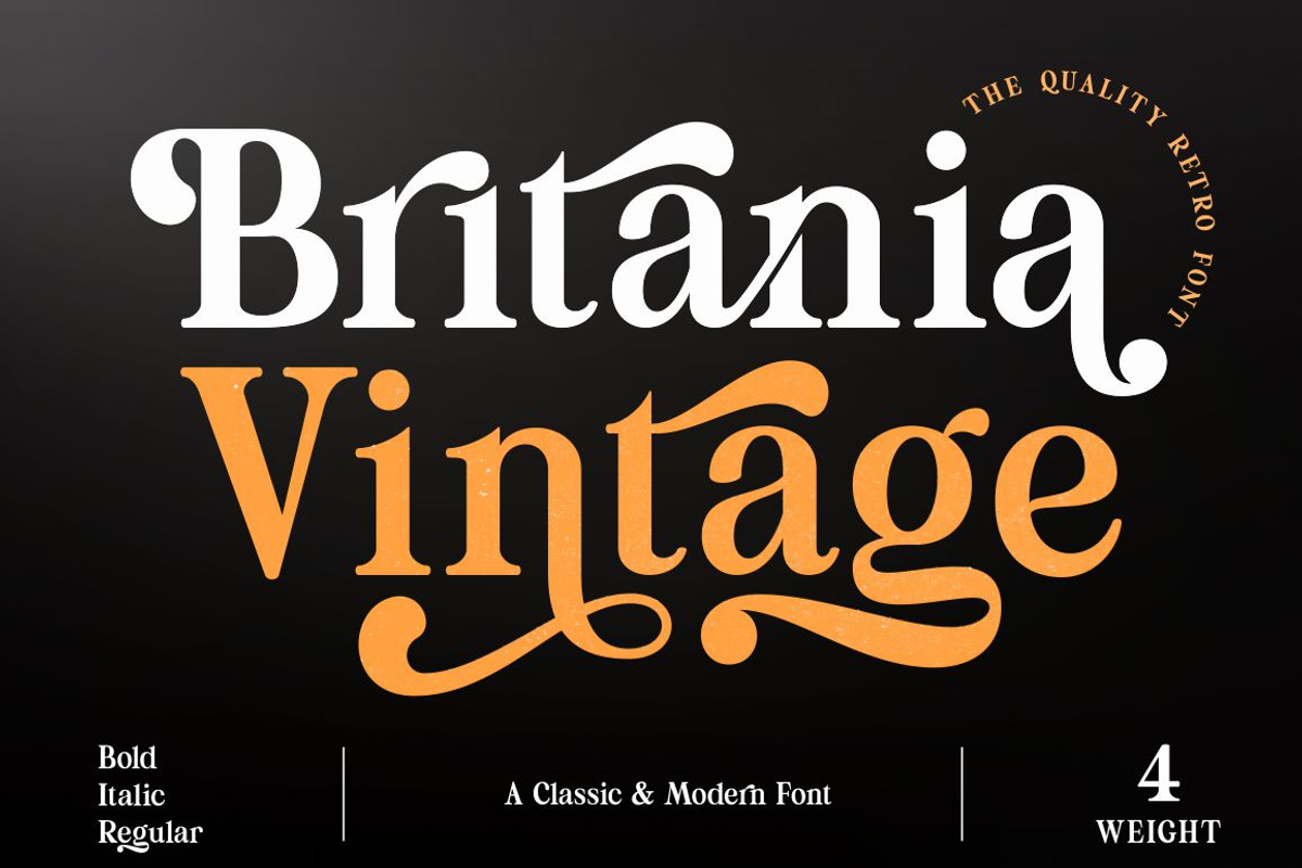 Britania Vintage, a Serif Font by Max.co Studio (Photo 1 of 13)