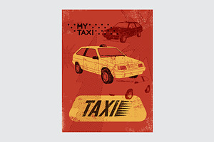 Typographic Retro Grunge Taxi Poster