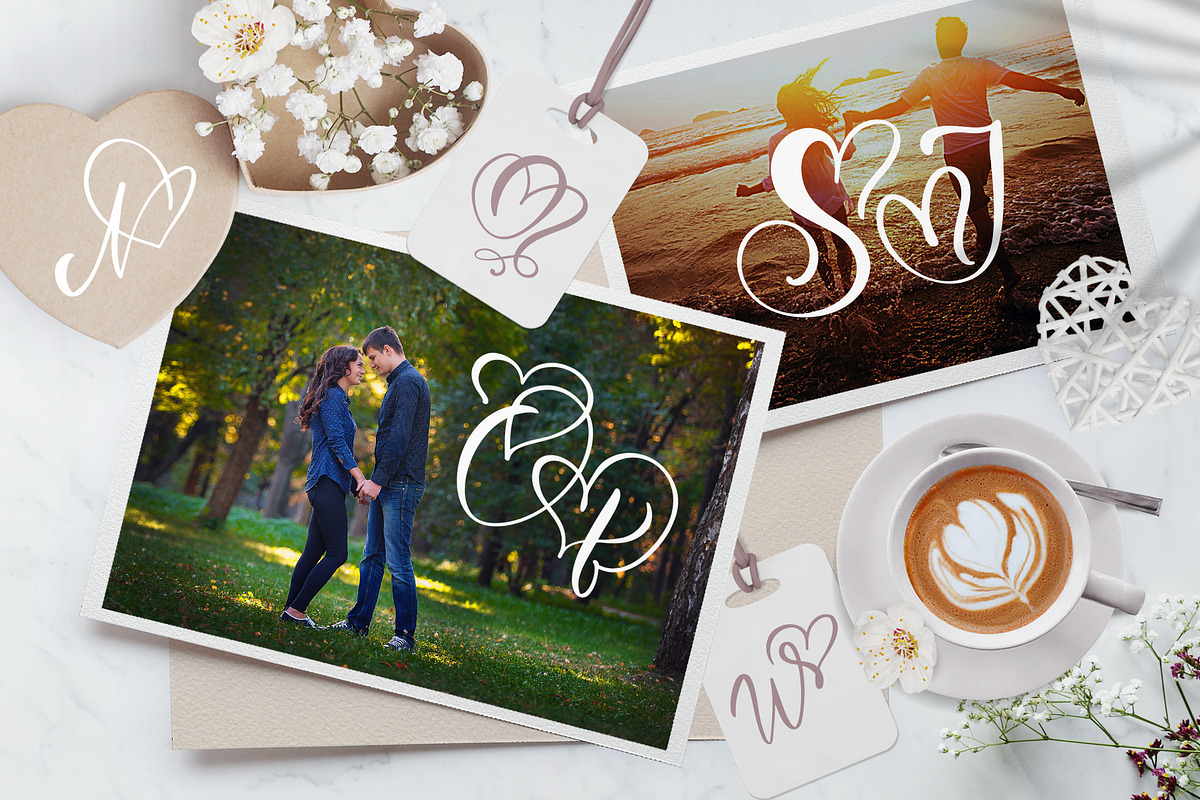 Wedding Heart Monogram Font preview 6