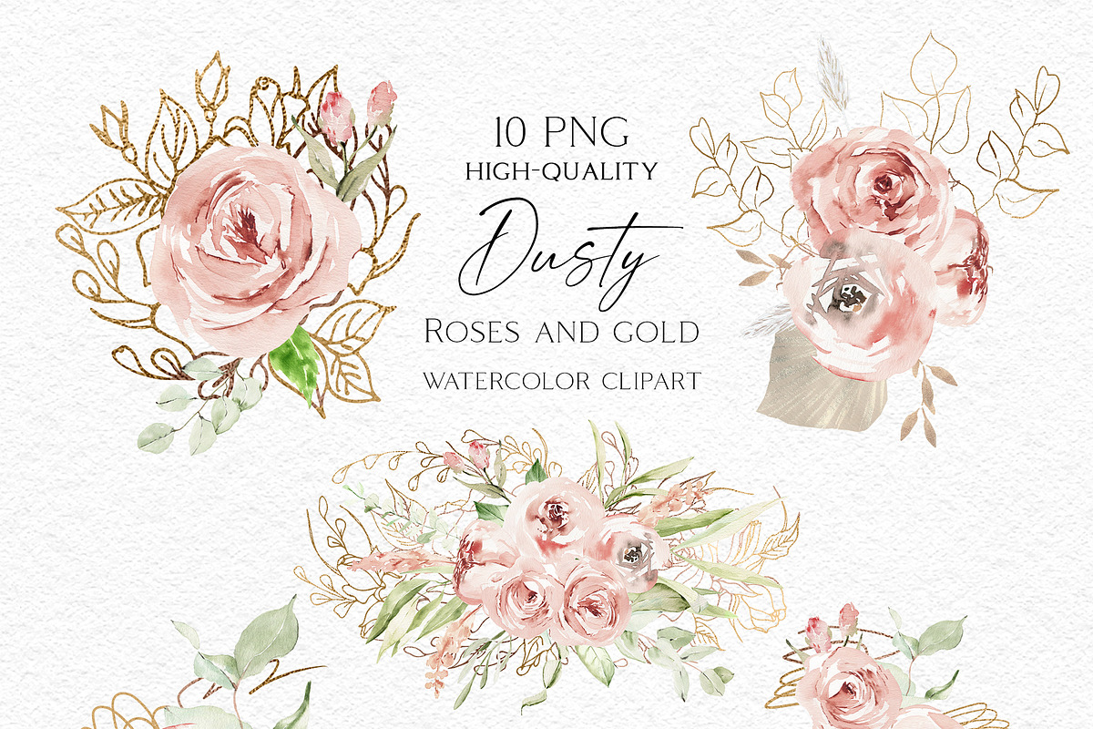 Dusty Roses Boho Watercolor, an Object Illustration by Olga Koelsch (Photo 5 of 13)