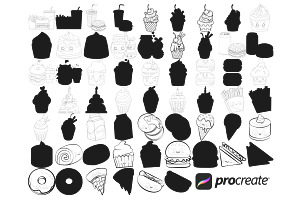 Kawaii Food Outline & Silhouette 2