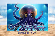 Custom art, Octopus birthday bundle, an Invitation Template by Boho Pixel Dust (Thumbnail 3 of 5)