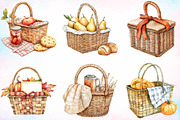 Watercolor Picnic Basket in Fall PNG, an Illustration by Canvas Craft (Thumbnail 2 of 4)