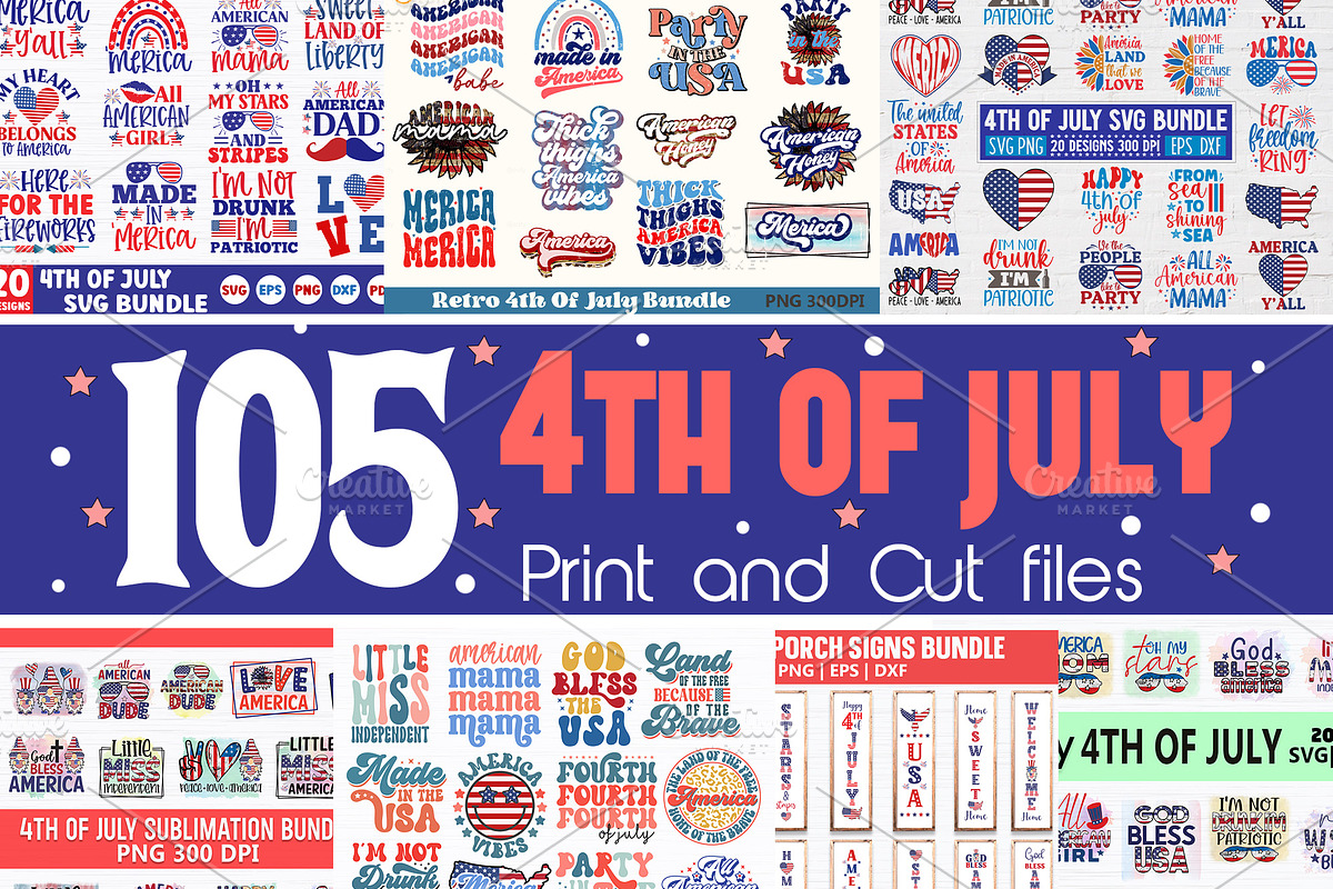 105 4th of July print and cut files, a Pattern Graphic by Etcify (Photo 1 of 6)
