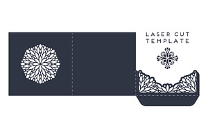 Vector wedding card laser cut template with mandala