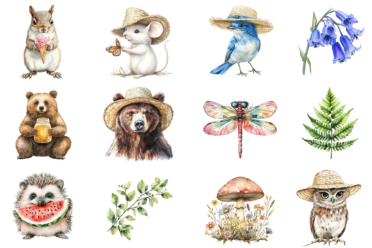 Watercolor Woodland Animals Clipart, an Illustration by CitraGraphics (Photo 3 of 5)