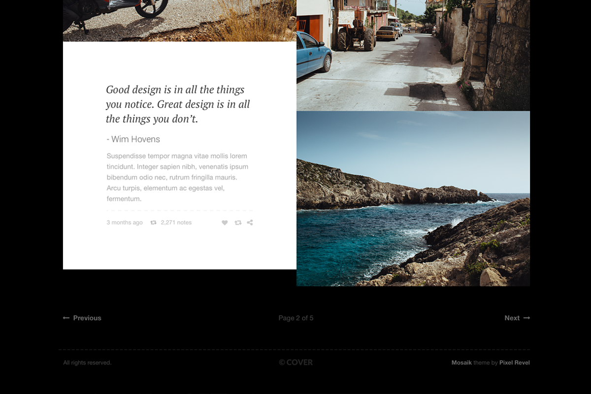 Cover tumblr theme, a Websites & App Template by Pixel Revel (Photo 3 of 5)