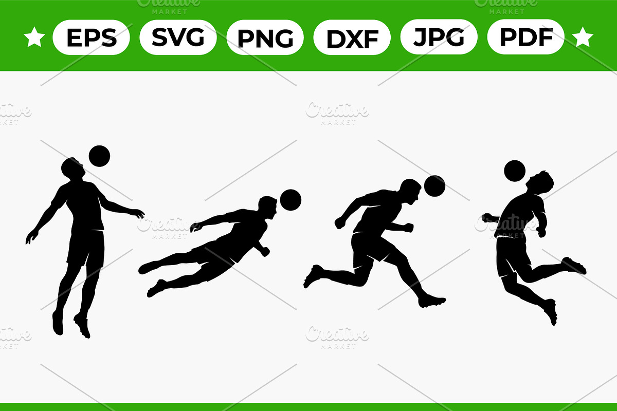 Soccer Header Silhouette Vector Pack, an Object Graphic by Artonix (Photo 1 of 3)