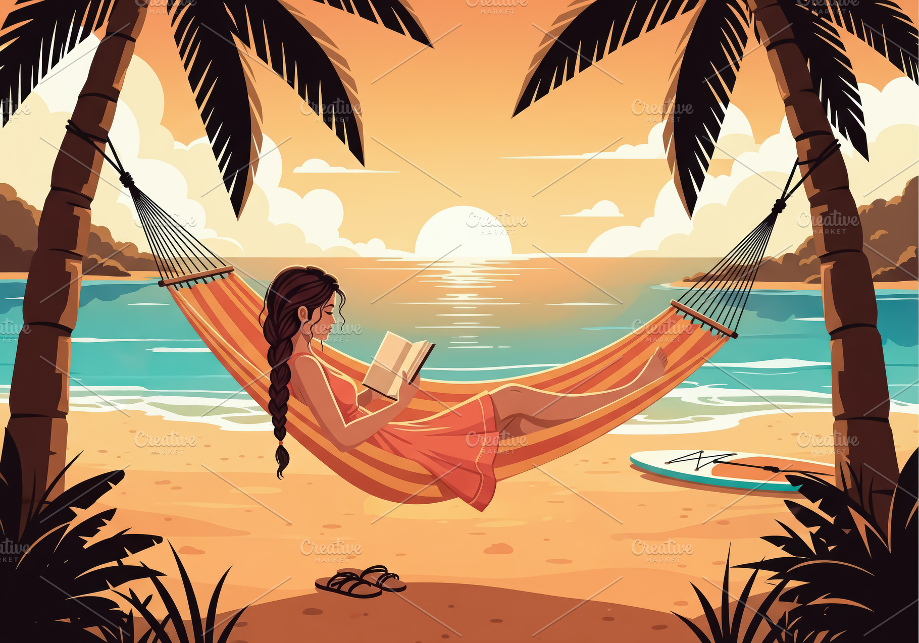 Woman Reading in a Hammock Facing, a Holiday Photo by angellodeco