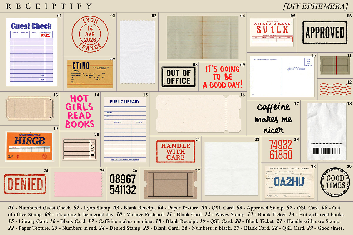 Receiptify - Vintage Ephemera Pack, an Object Graphic by Dina Mae (Photo 2 of 11)