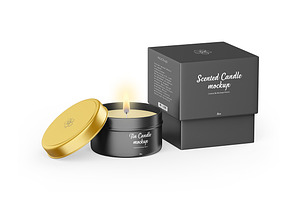 Tin Candle With Box Mockups