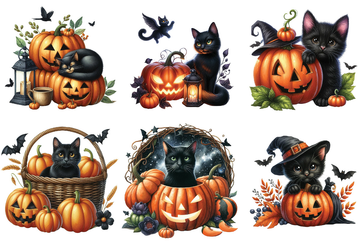 Black Cat And Pumpkin For Halloween, an Illustration by DreamArtGraphic (Photo 2 of 5)