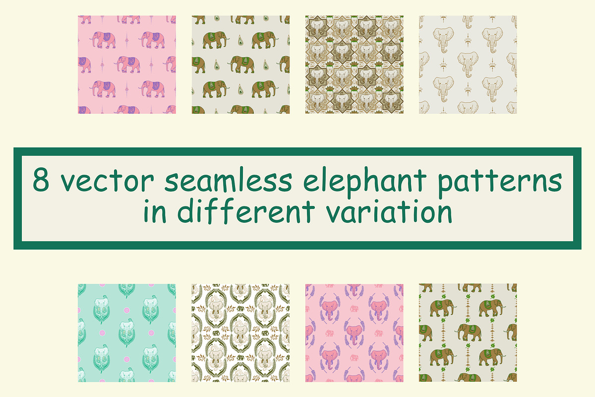 Asian style elephant patterns, a Pattern Graphic by ThaiByGaew (Photo 2 of 3)