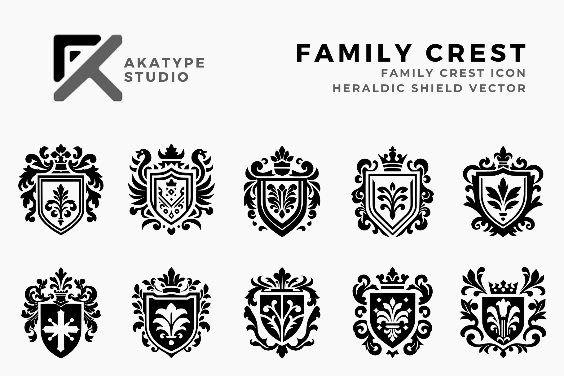 Family Crest Icon Vector, a Solid Icon by Akatype Studio
